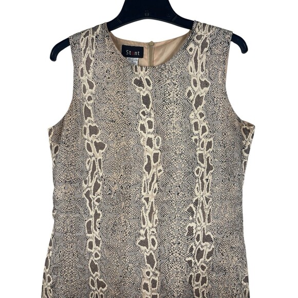 VTG Stunt 100% Silk Dress Women’s M Snakeskin Animal Print Sleeveless Dress - Picture 2 of 12